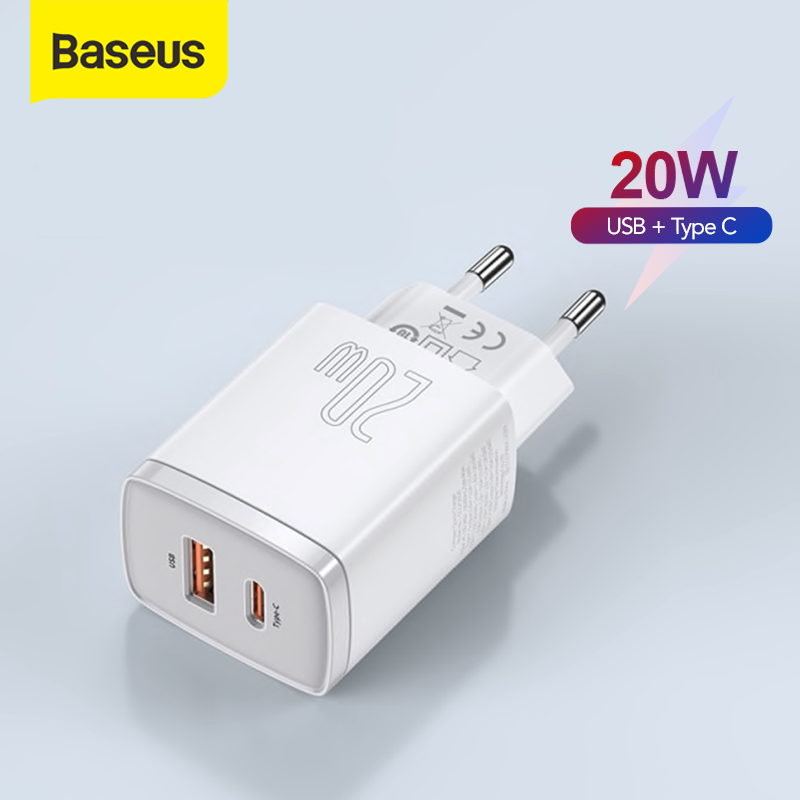 Kepala Charger Baseus Quick Charger QC3.0 Type-C+USB 20W PD Fast Charge - Baseus Indonesia