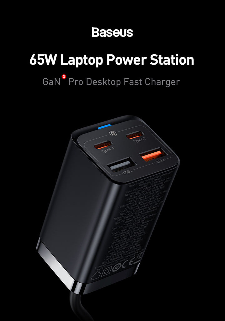 Baseus 65W GaN3 Pro Laptop Power Station, Charger mini untuk semua kebutuhanmu.