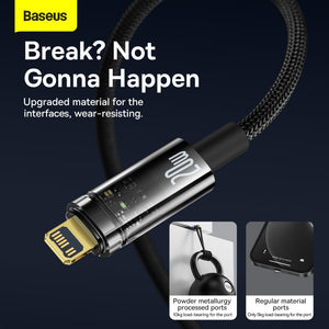 BASEUS KABEL DATA FAST CHARGE 20W AUTO OFF DISCONNECT TYPE C TO LIGHTNING - 1 METER