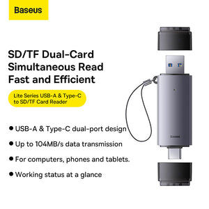 Baseus Card Reader USB 3.0 Type-C to SD TF High Speed 2IN1 OTG Adapter