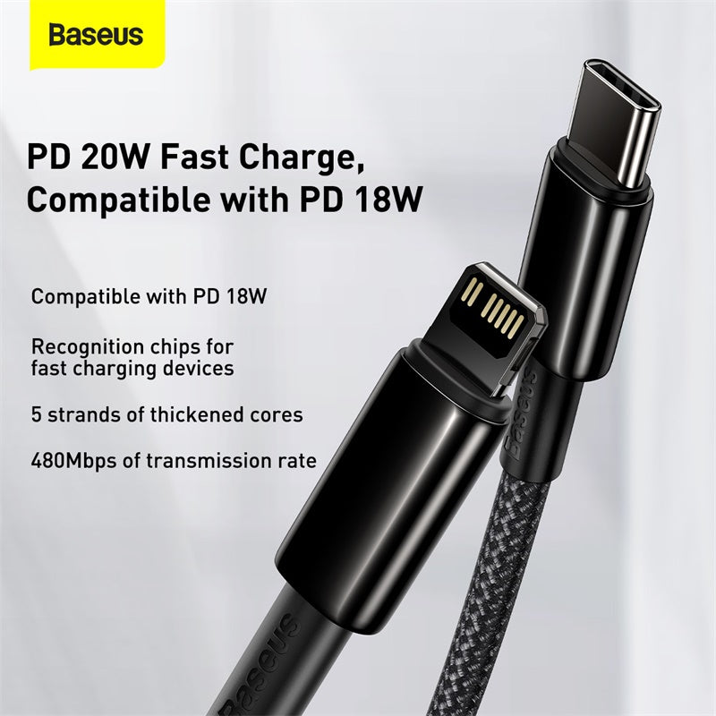 Baseus Tungsten Gold Fast Charging iPhone 12 Kabel Data Type-C to iP PD 20W - Baseus Indonesia