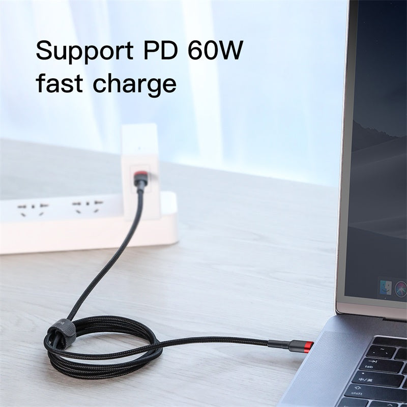 Kabel Data Baseus Cafule Type-C to USB C Cable PD2.0 60W Fast Charging (20V 3A)