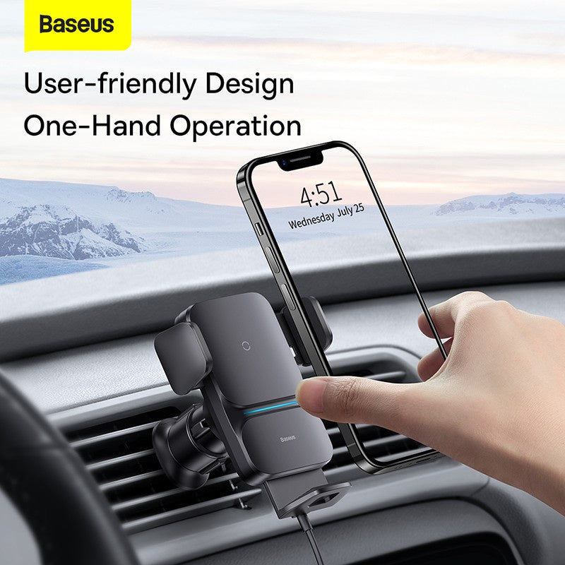 Baseus Car Mount Holder Mobil Fast Wireless Charger 15w Auto Clamp