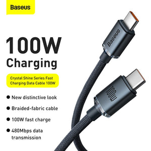 KABEL DATA TYPE C TO TYPE C 100W FAST CHARGING PD QUICK CHARGE 4.0