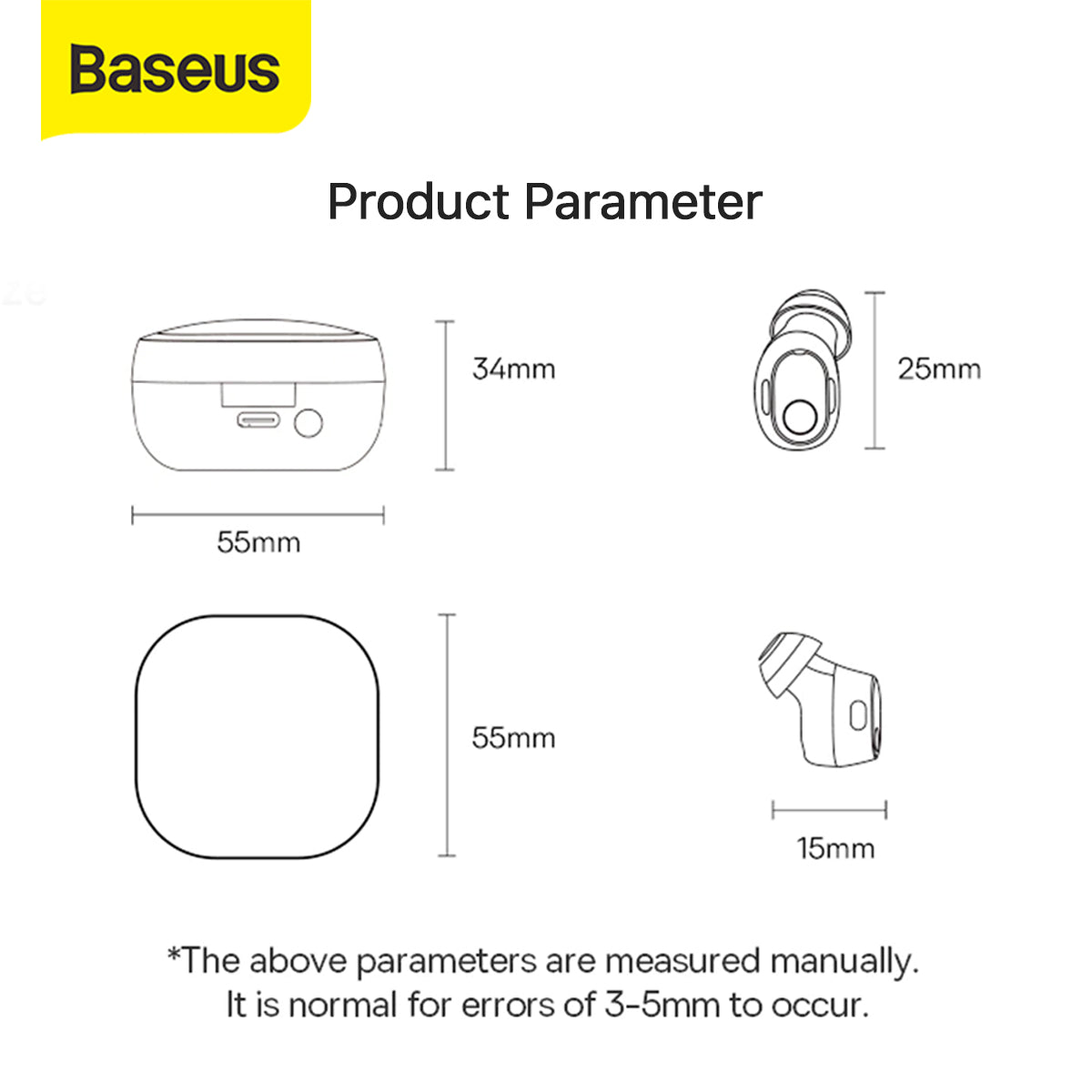 Baseus WM02 Plus TWS Headset Bluetooth Earphone Mini Earbuds Handsfree