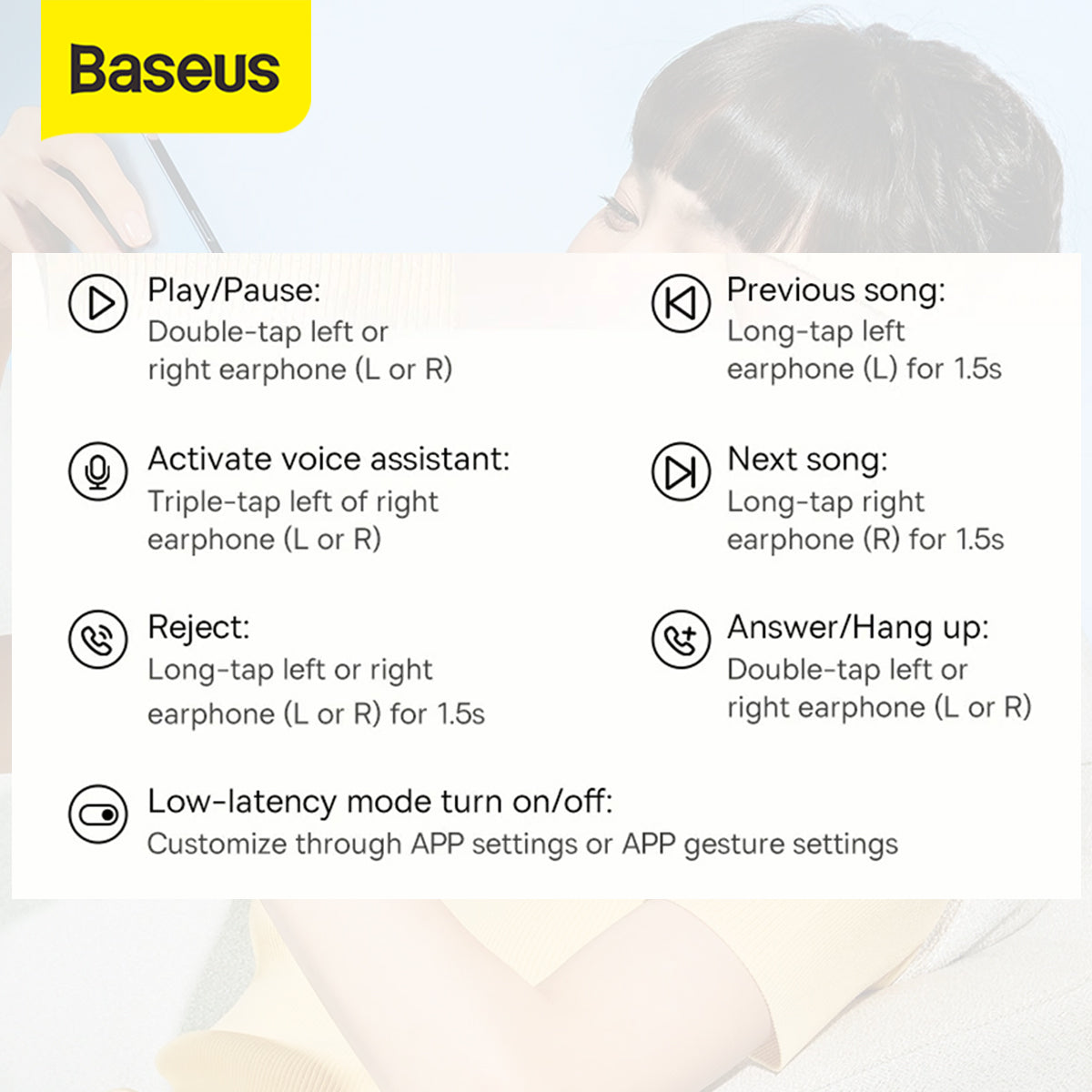 Baseus WM02 Plus TWS Headset Bluetooth Earphone Mini Earbuds Handsfree