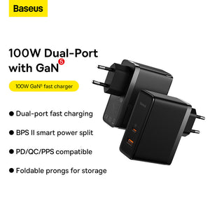 Baseus GAN5 Pro 100W Fast Charger Handphone Adaptor Laptop USB Type C PD QC PPS