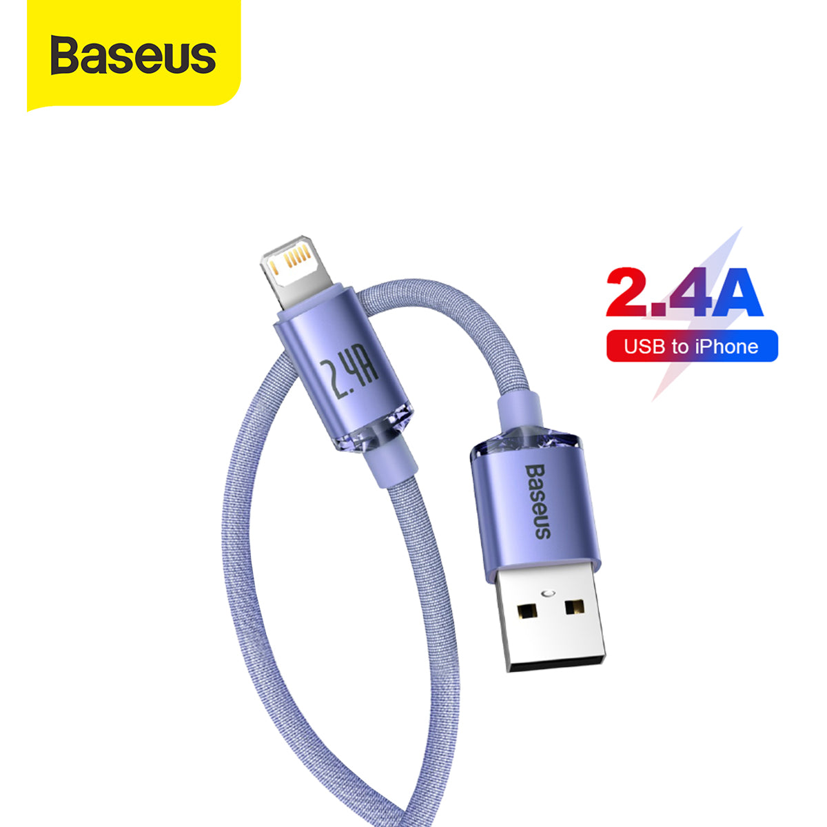 Baseus Crystal Shine Kabel Data iPhone Cable USB to Lightning Fast Charging 2.4A
